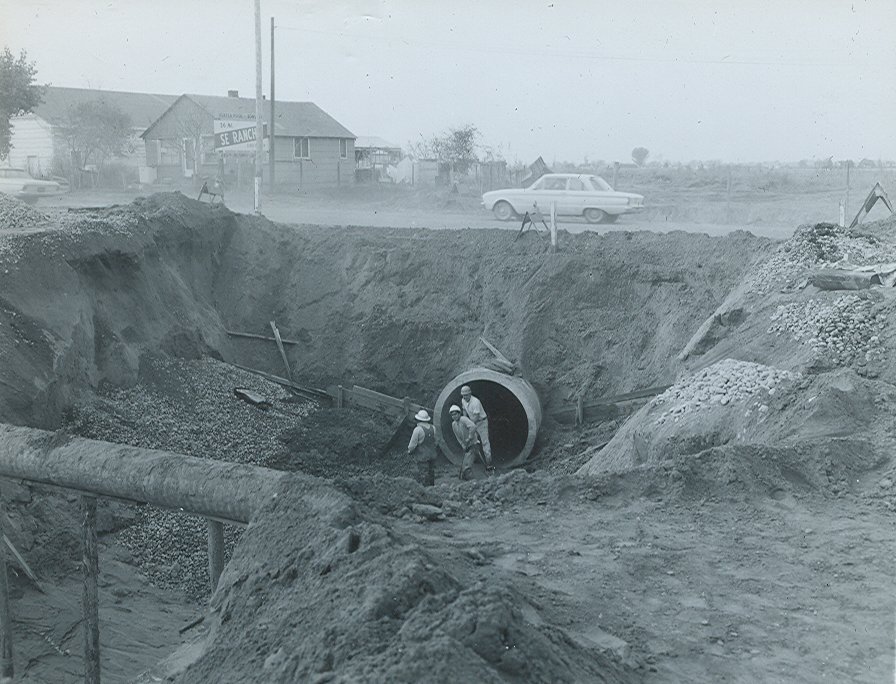 Construction of a pipeline underground.